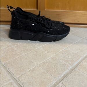 Steve Madden Black Sparkle Women's Athletic Shoes